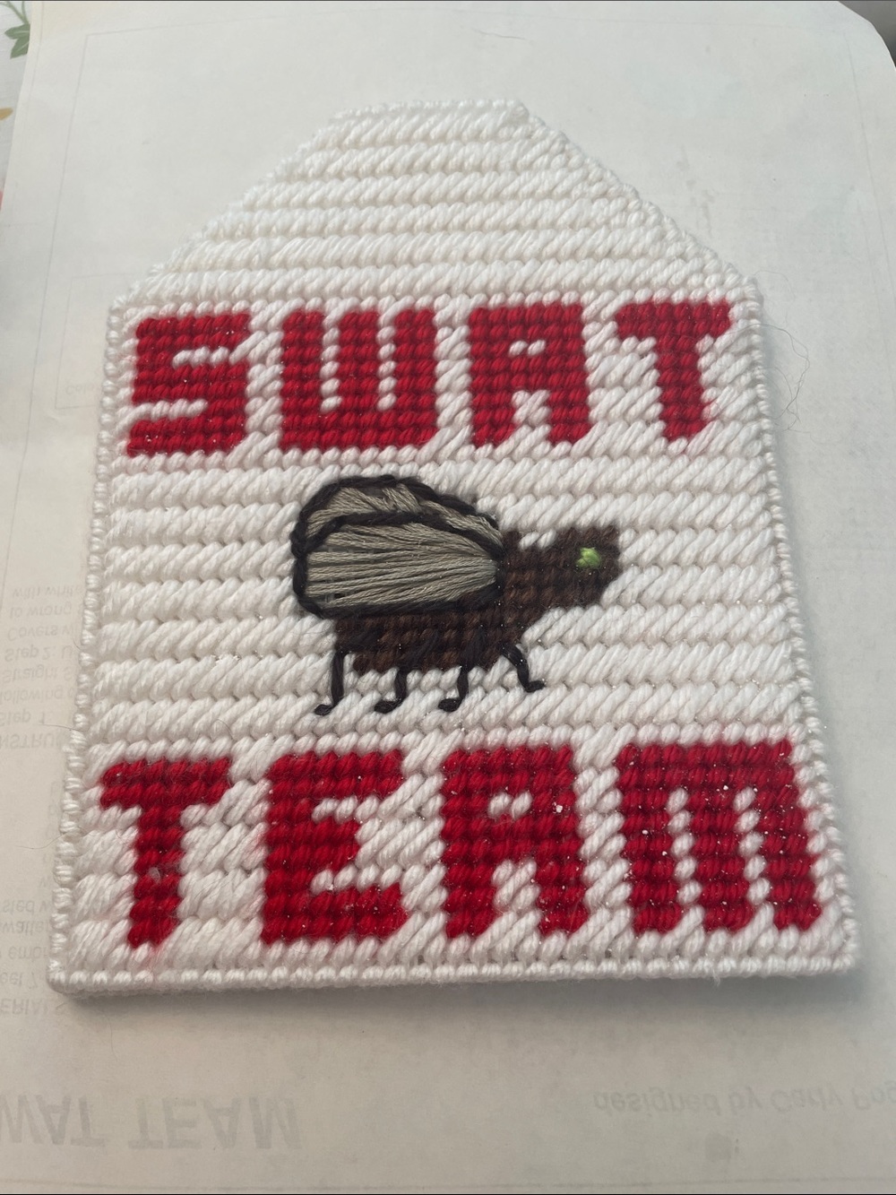 New SWAT Team fly swatter cover - White & Red.